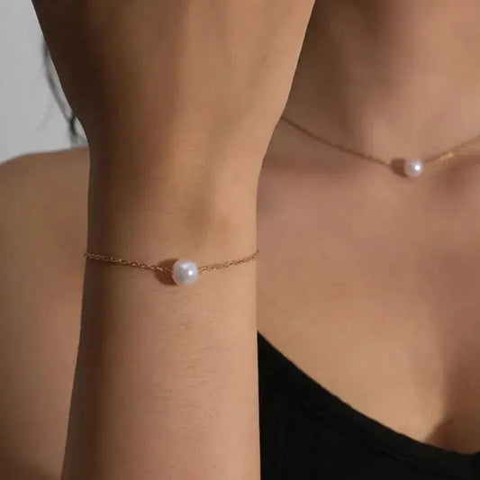 Braccialetto con Perla Dorata