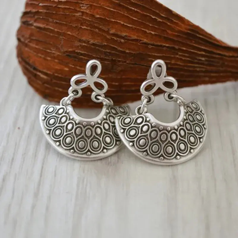 Orecchini Mandala Vintage di medie dimensioni in Argento