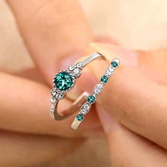 Anello elegante con zirconia in argento verde