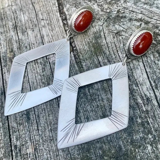 Orecchini Vintage Rossi in Argento