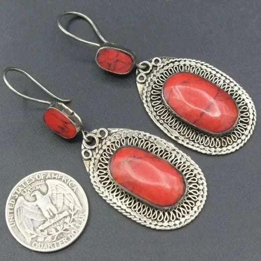 Orecchini vintage con pietre rosse