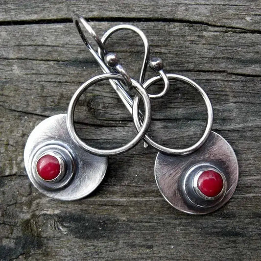Orecchini con Inlay Rosso Vintage