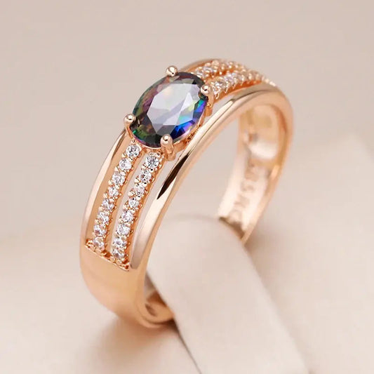 Anello elegante in zirconia multicolore