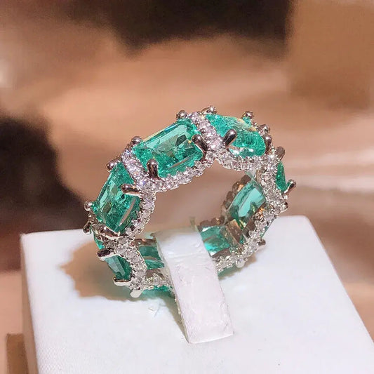 Anello Elegante in Cristallo Turchese