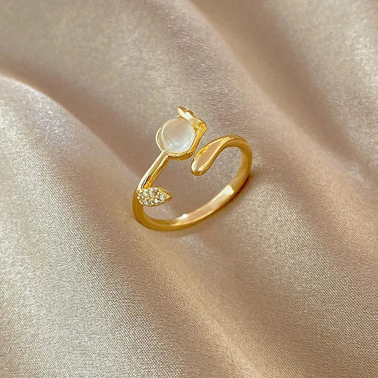 ANELLO IN CRISTALLO DI TULIPANO DORATO