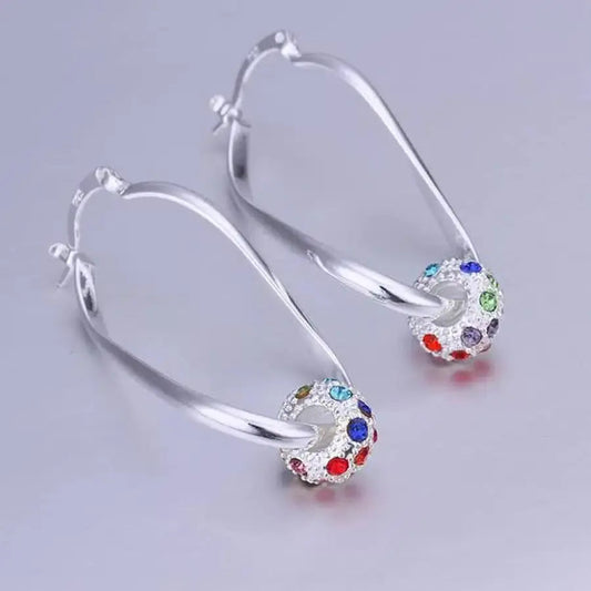 Orecchini multicolore con perline in argento lucente