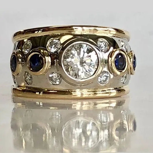 Anello vintage oro con incastratura di zirconi