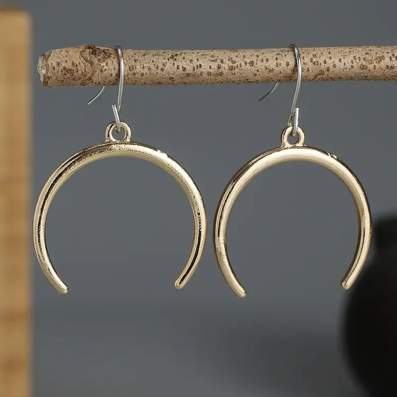 Orecchini a Mezza Luna Vintage in Oro e Argento