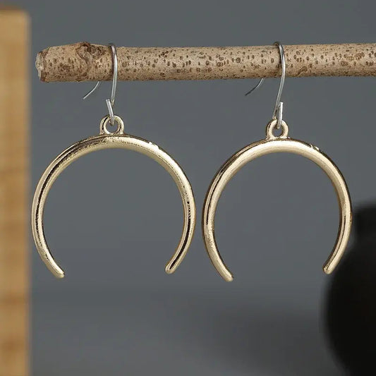 Orecchini a Mezza Luna Vintage in Oro e Argento