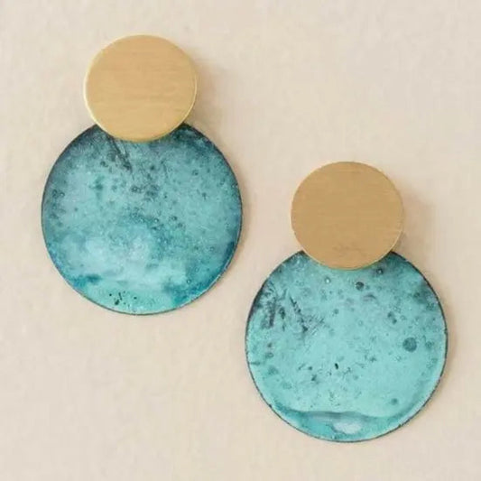 Orecchini in Acrilico Blu Vintage con Dettagli Dorati