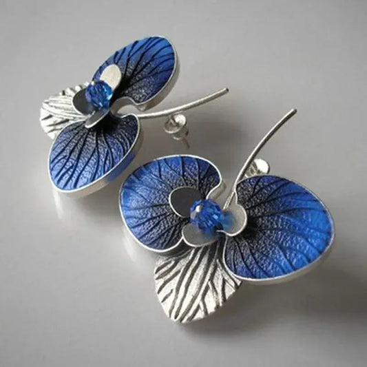 Orecchini in smalto blu su argento sterling