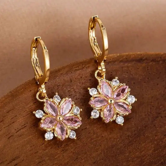 Orecchini con Cristalli Rosa Daisy