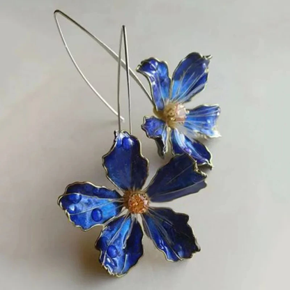 Orecchini Vintage con Fiori Blu