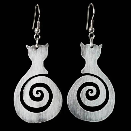Orecchini Vintage a Spirale con Gatto
