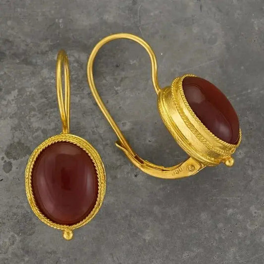 Orecchini Vintage Rossi Dorati