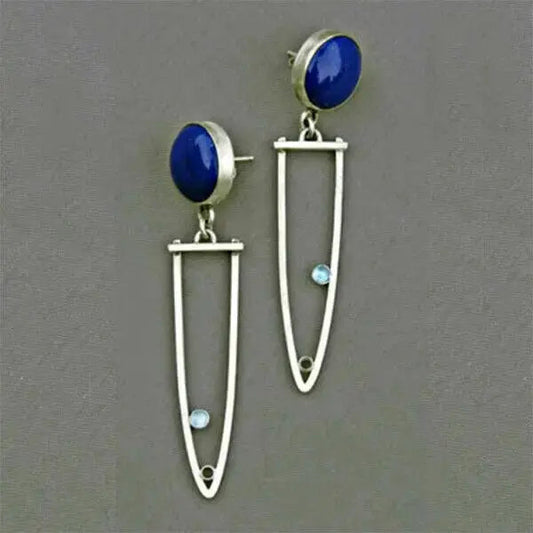 Orecchini in argento con pietra blu vintage
