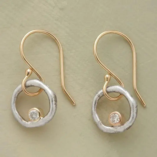 Orecchini Vintage in Oro e Argento con Zirconi