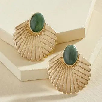 Orecchini vintage in oro e conchiglie verdi