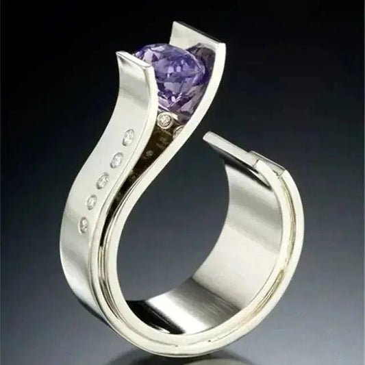 Anello vintage con cristallo viola in argento