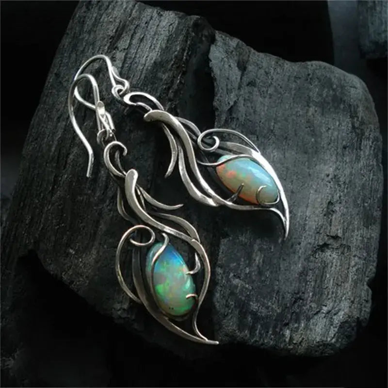 Orecchini vintage in opale blu in argento sterling