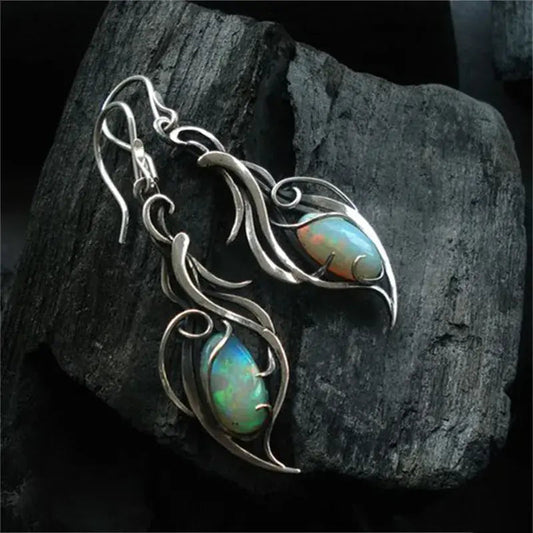 Orecchini vintage in opale blu in argento sterling