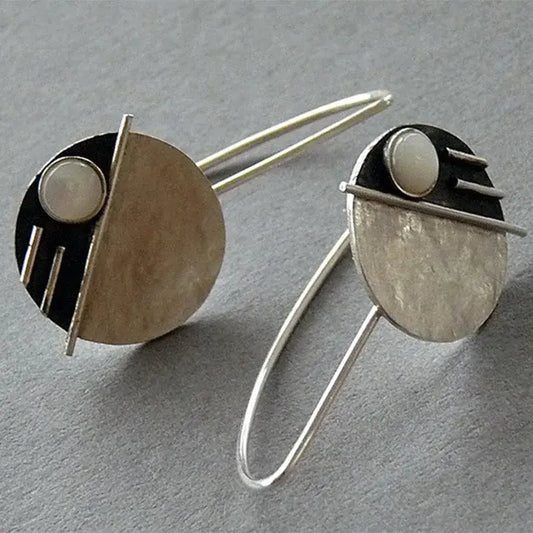 Orecchini Vintage Tondi con Opale Bianco