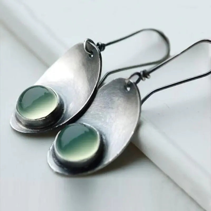 Orecchini Vintage con Cristallo Verde in Argento Sterling