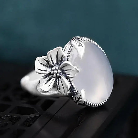 Anello in Pietra Lunare d'Argento Vintage