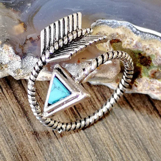 Anello a freccia vintage in argento sterling con turchese
