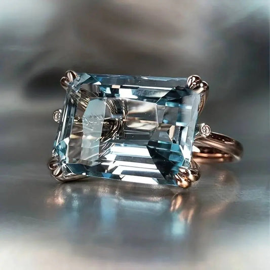 Anello in Zircónia Blu Vintage e Orecchini in Argento