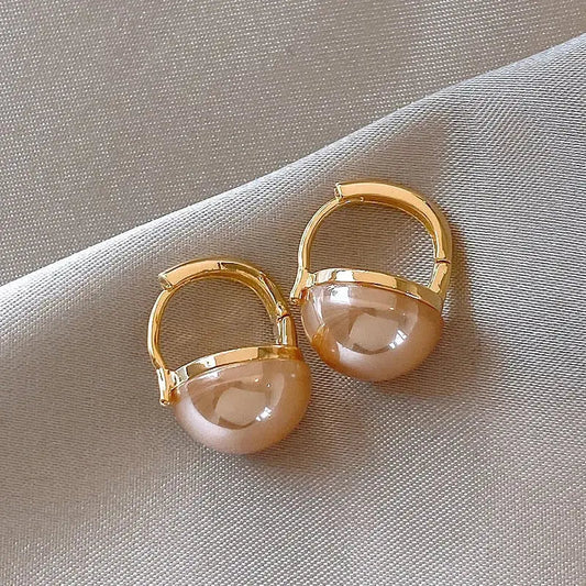 Orecchini Eleganti in Argento con Perla Rosa e Ossidiana Dorata
