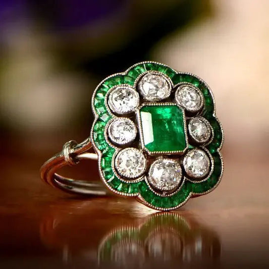 Anello Vintage Verde Brillante