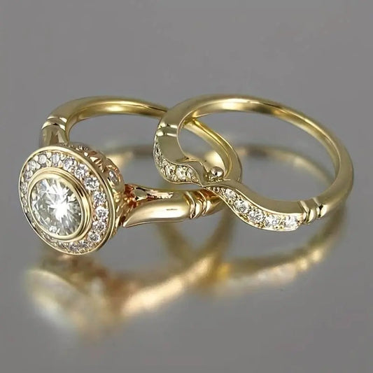 Confezione di anelli vintage in oro e zirconia