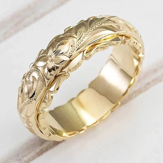 Anello Vintage con Fiori d'Oro