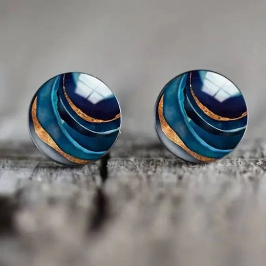 Orecchini vintage rotondi blu