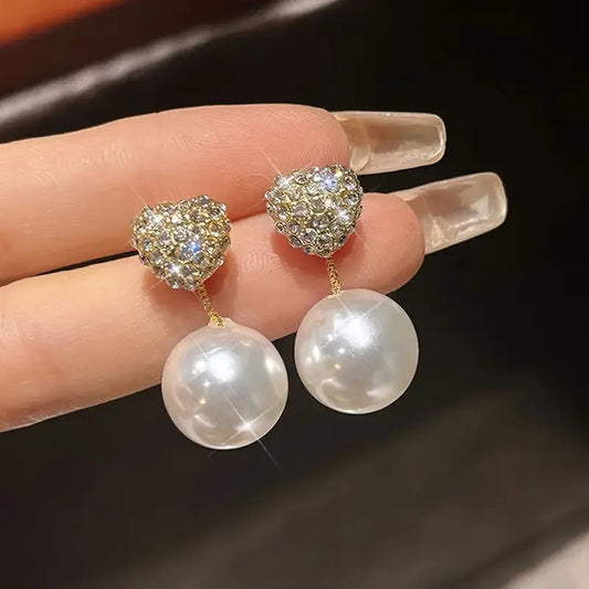 Orecchini Eleganti con Perle e Glitter