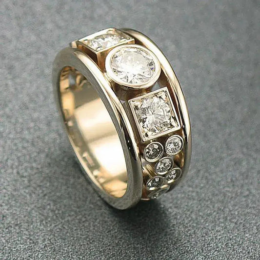 Anello vintage in oro con zirconi