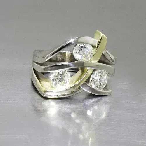 Anello Vintage in Zirconia d'Oro e Argento
