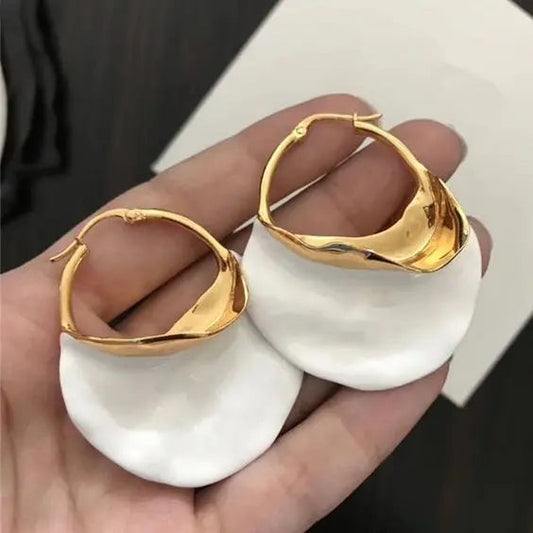 Orecchini vintage in bianco e oro