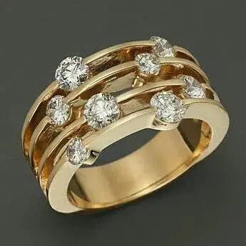 Anello a strati dorato con zirconie