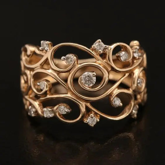 Anello vintage con rosa Ivy e zirconia