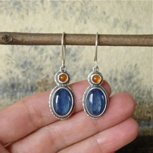 Orecchini vintage blu e arancioni