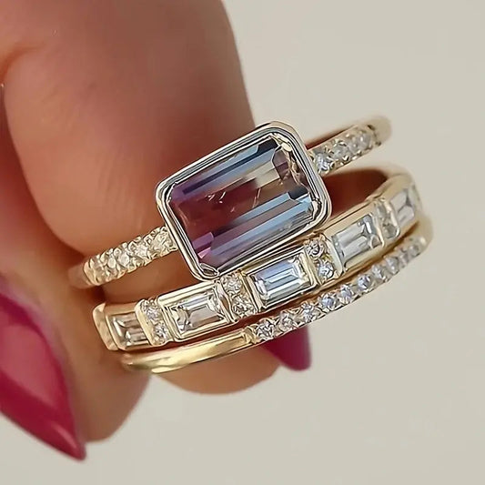 Set di Anelli in Vetro Vintage Brillante