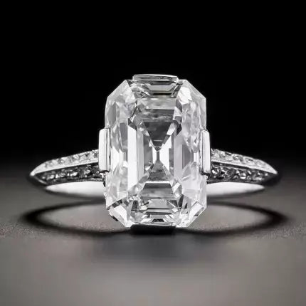 Anello d'argento in vetro bianco vintage