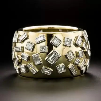 Anello vintage con inserti in vetro