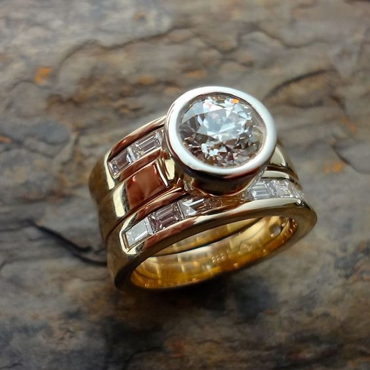Anello a strati vintage con cristalli di vetro