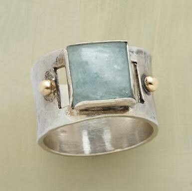 Anello vintage quadrato con pietra di luna verde
