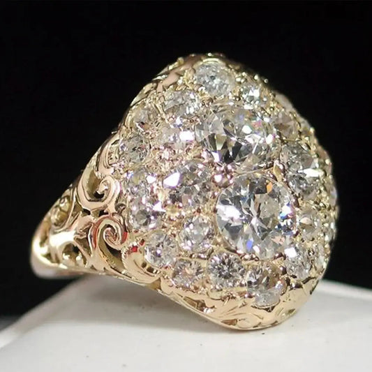 Fedina Vintage Dorata Con Diamanti Tonda