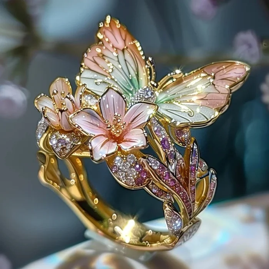 Anello floreale dorato vintage Brimhaven