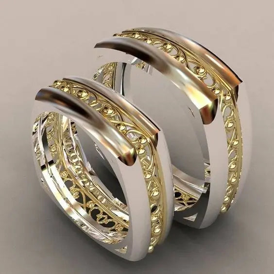 Set di anelli in argento placcato oro vintage